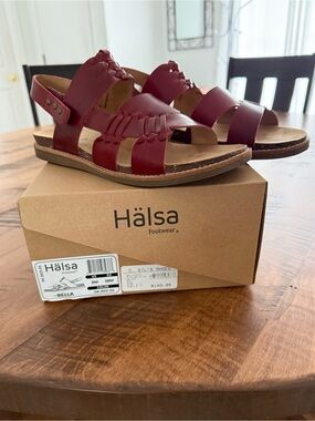 Halsa Footwear Women’s Burgundy Braided Leather Sandals